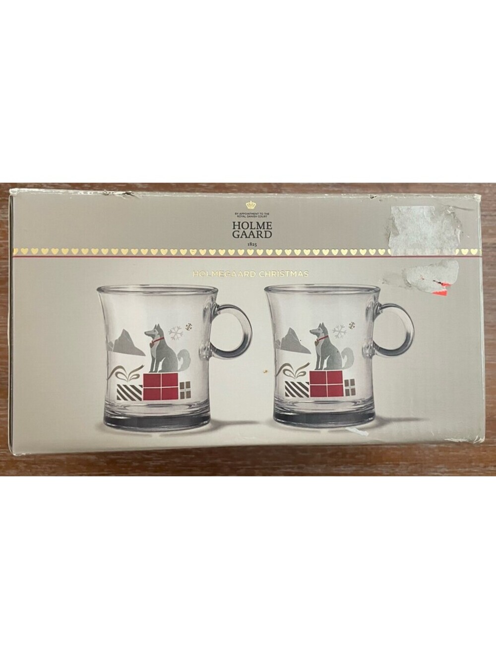 Two Holmegaard Design Christmas Dog Hot Drink Glasses